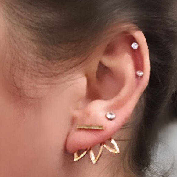 NEW๐๐HP! LOTUS PETAL BAR EARRING๐๐GOLDEN๐LOVE - Picture 4 of 7